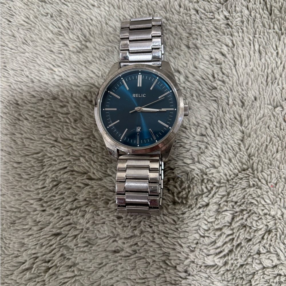 Relic Steel Watch with Blue Dial
